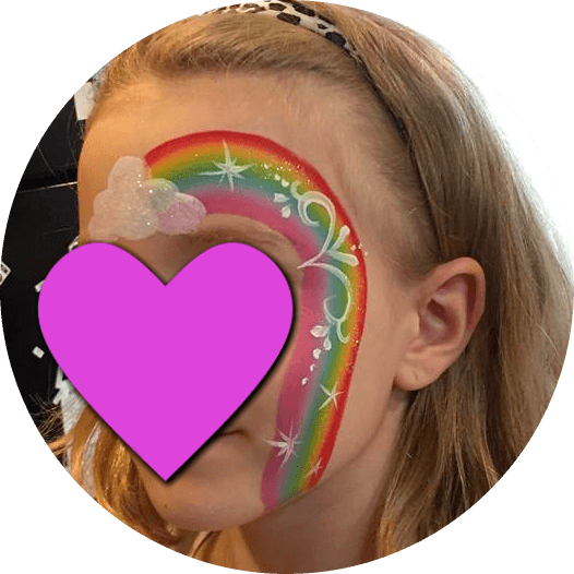 Rainbow Cloud Face Painting Circle 526x526 Rainbow Cloud Face Painting