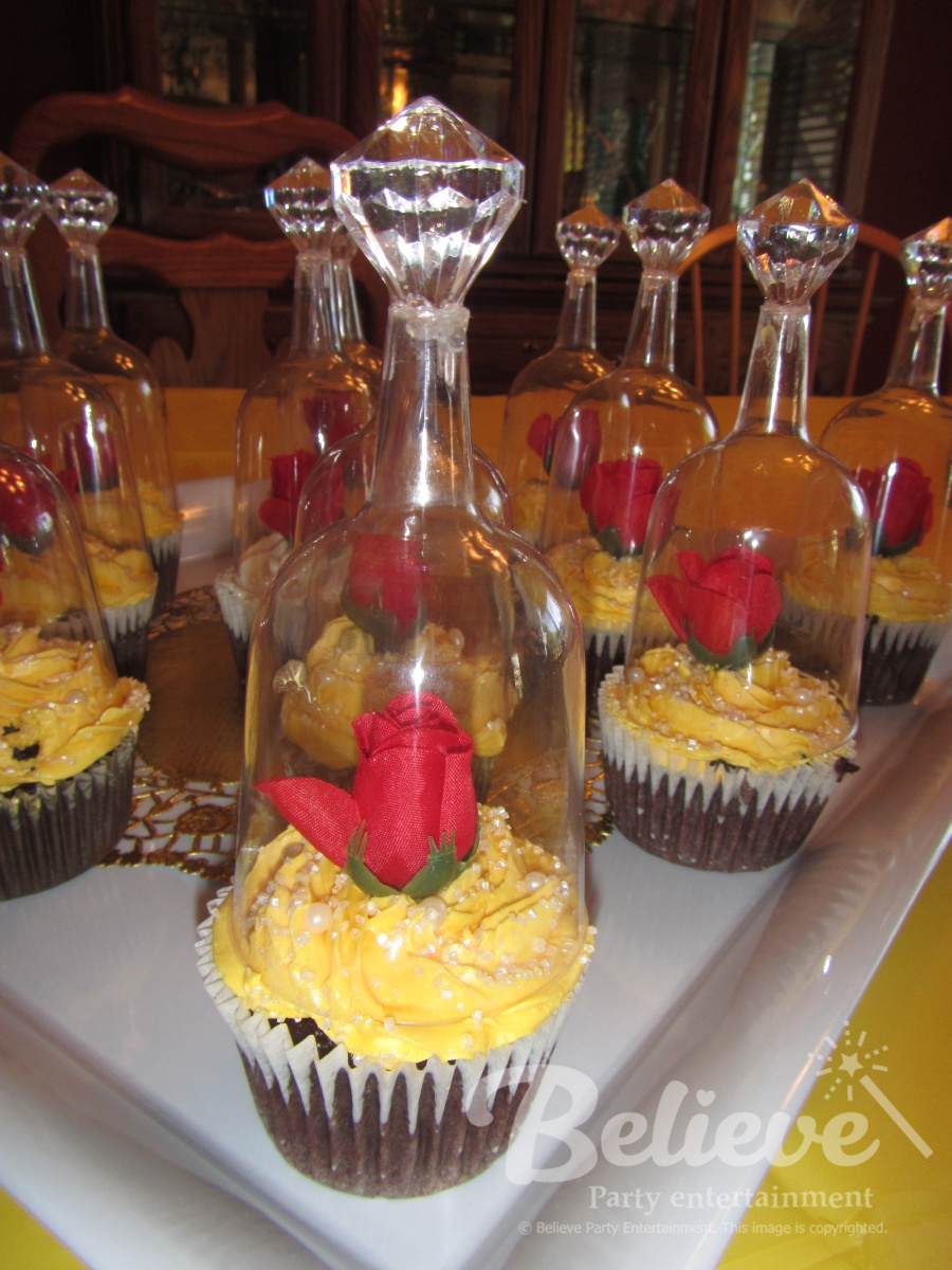 Princess Party Food Ideas Beauty and Beast Cupcakes