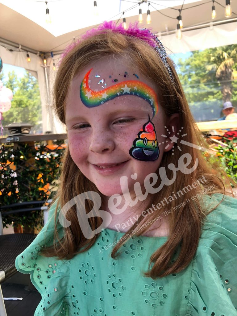 Rainbow Poop Face Painting for Childrens Bdays