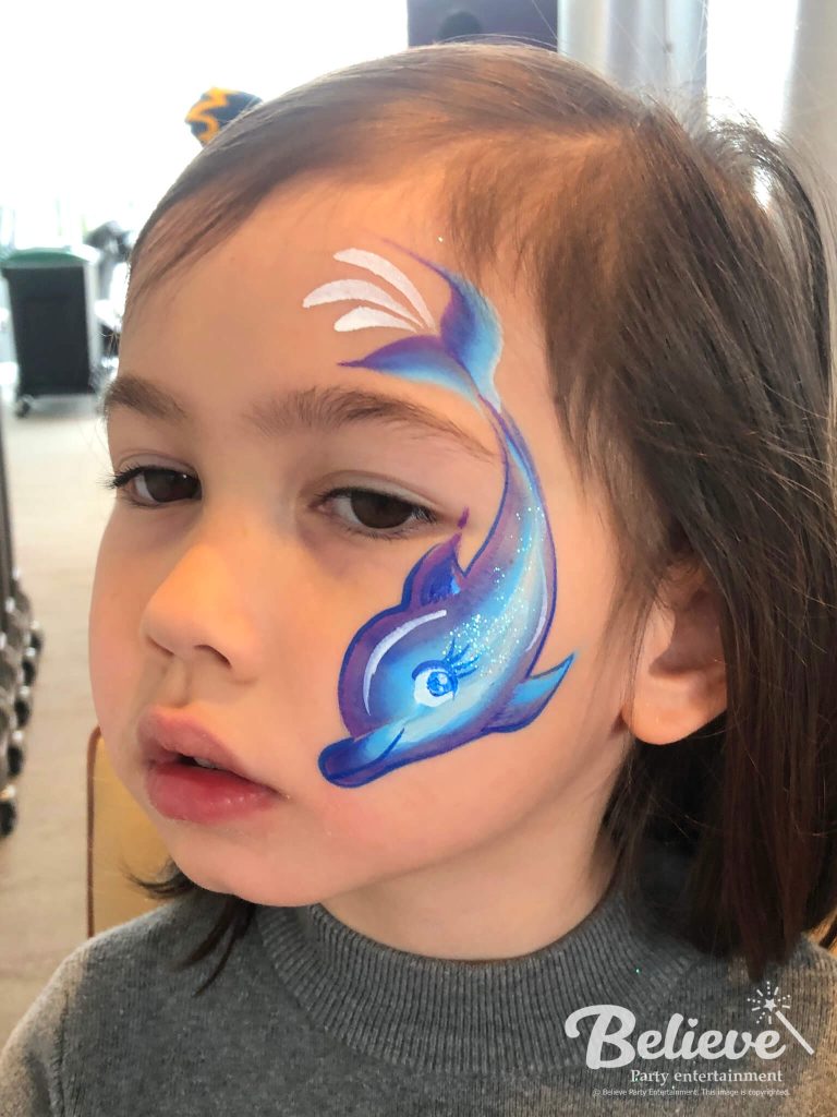 Dolphin face painting for kids