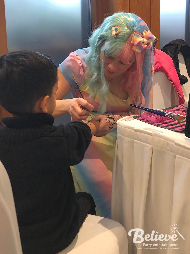 Face and arm painting for birthdays