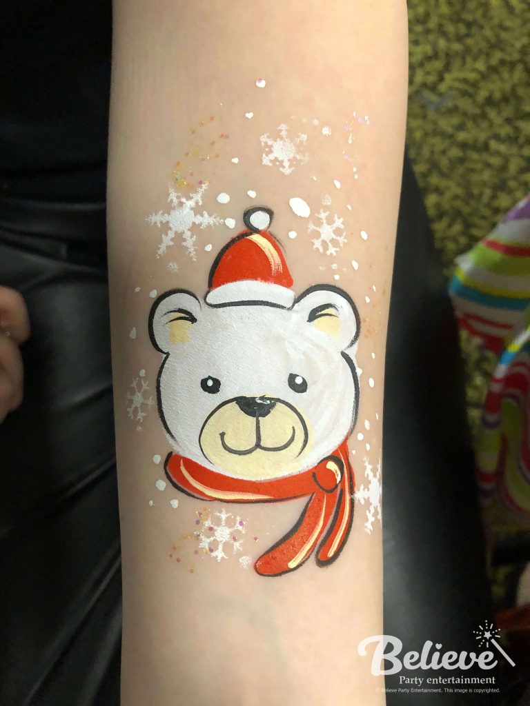 Polar bear arm and face painting