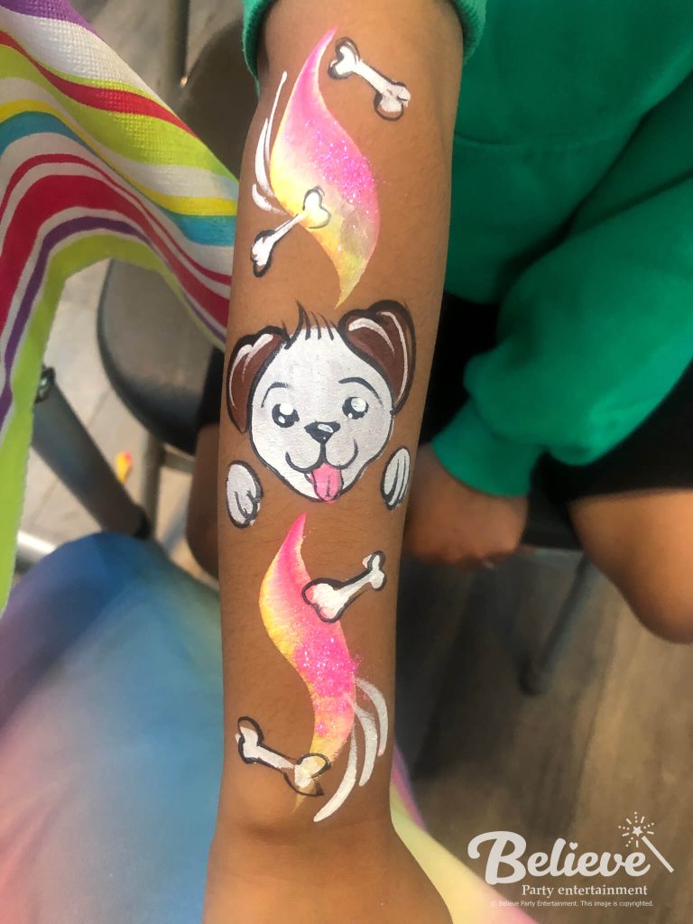 Puppy dog arm and face painting for kids